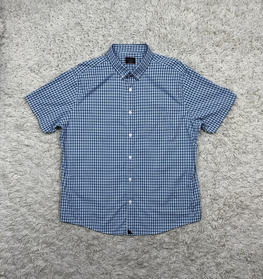 UNTUCKit Matarazzo Shirt Mens XXL Slim Fit Blue Check Short Sleeve Performance
